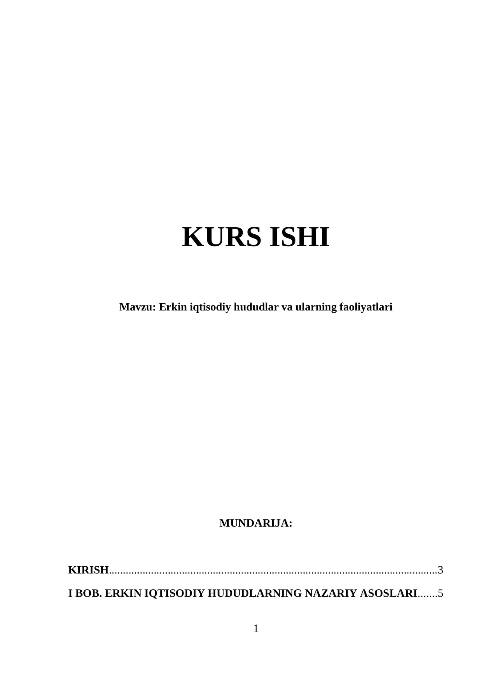 Erkin iqtisоdiy hududlаr vа ulаrning fаоliyаtlаri 1