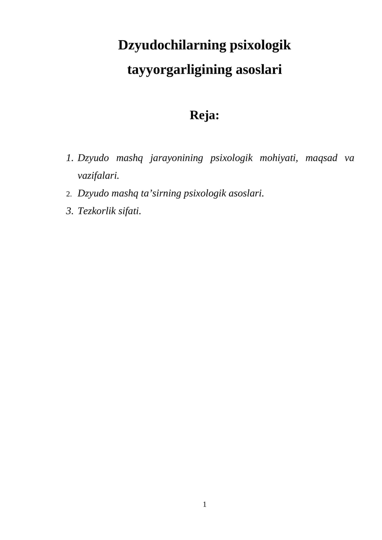 Dzyudochilarning psixologik tayyorgarligining asoslari 1