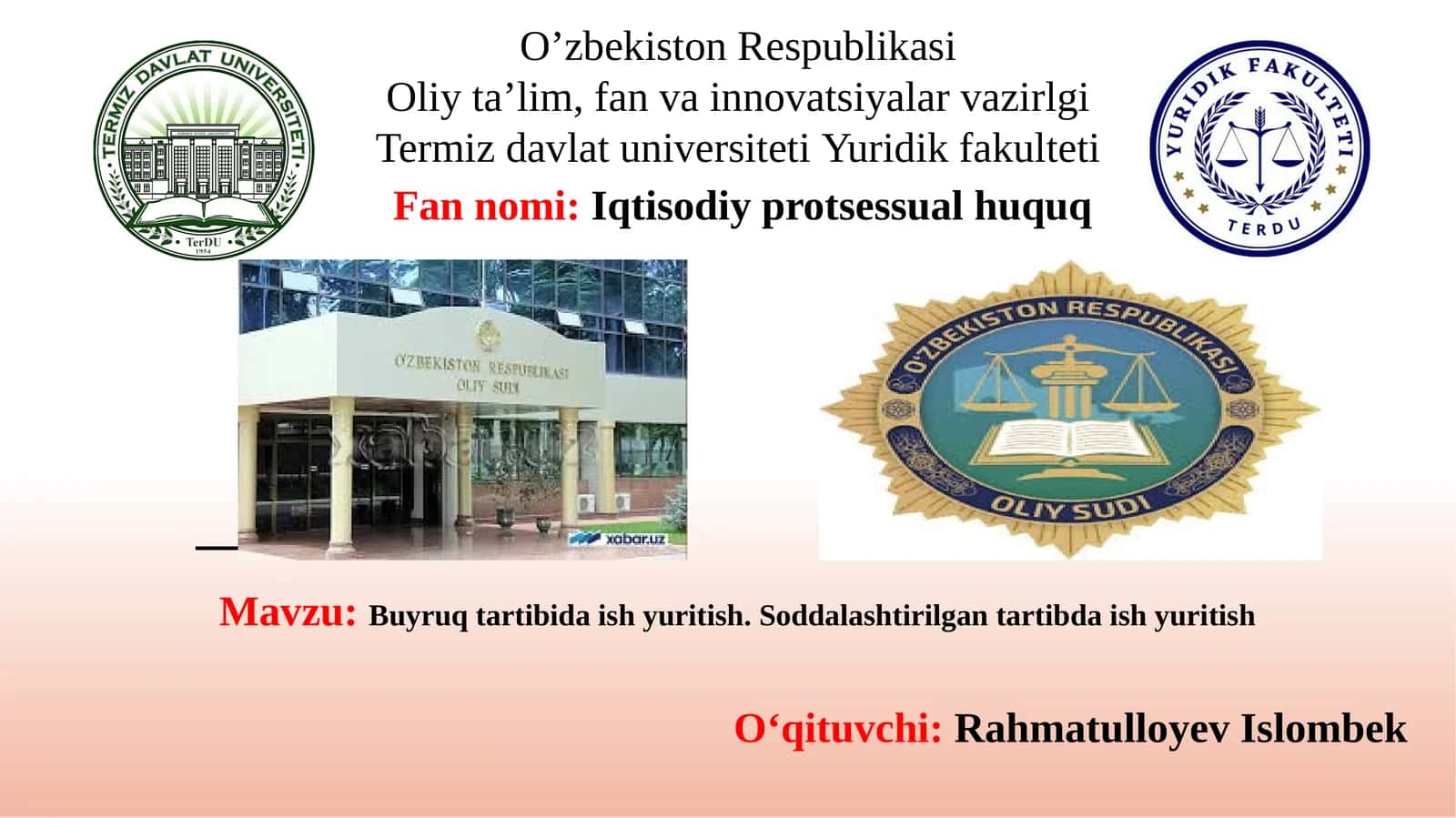 Buyruq tartibida ish yuritish. Soddalashtirilgan tartibda ish yuritish 1