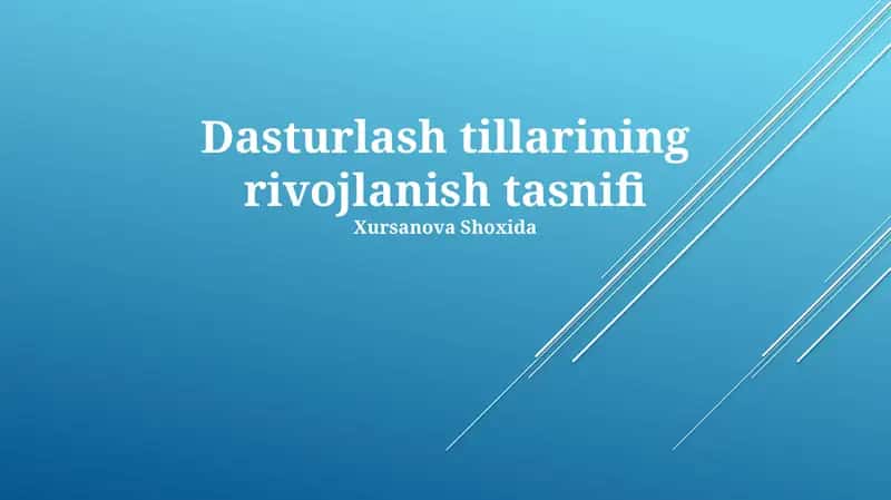 Dasturlash Tillarining Rivojlanish Tasnifi 1