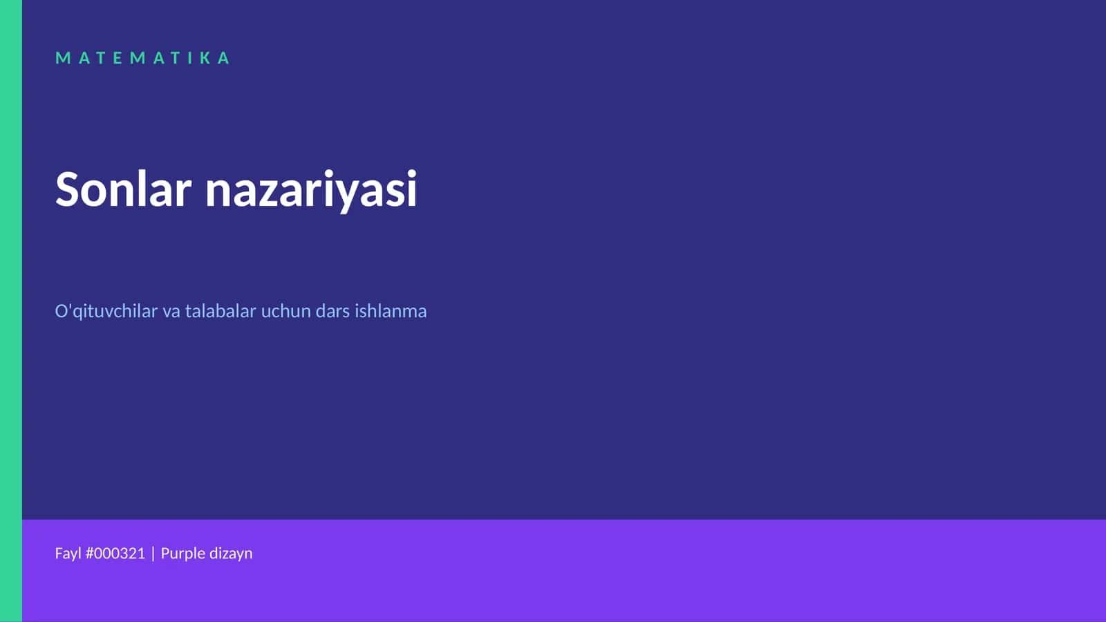 Sonlar nazariyasi 1