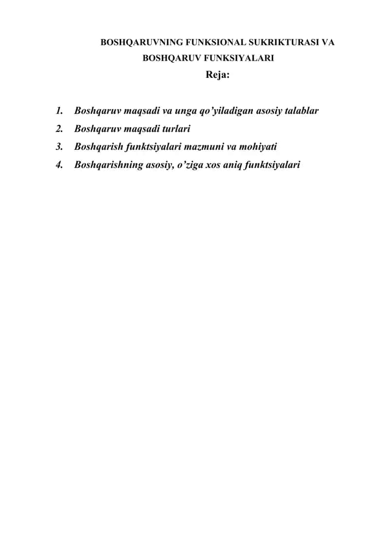 BOSHQARUVNING FUNKSIONAL STRATEGIYASI VA BOSHQARUV FUNKSIYALARI 1
