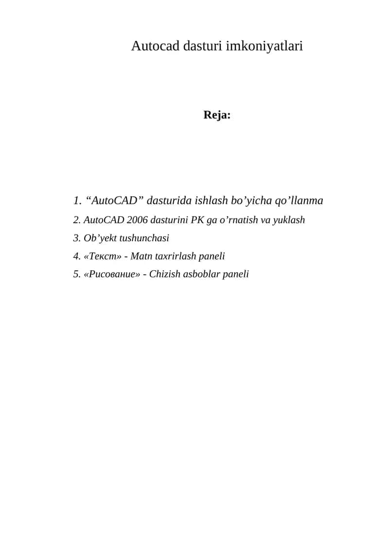 AutoCAD 2006 dasturi 1