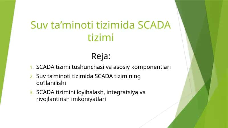Suv ta’minoti tizimida SCADA tizimi 1