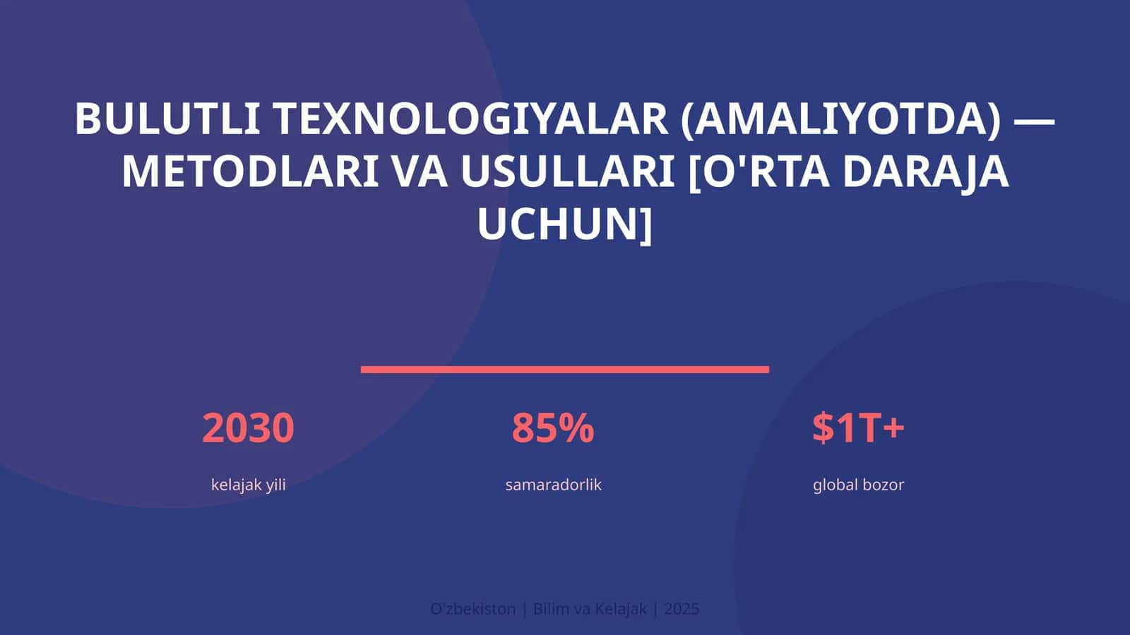 Bulutli texnologiyalar (amaliyotda) — metodlari va usullari [o'rta daraja uchun] 1