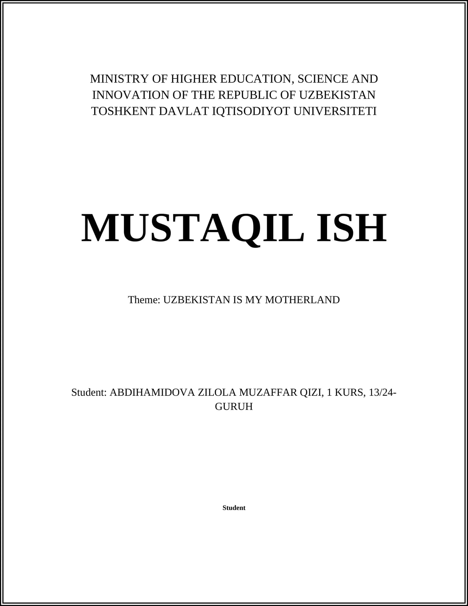 UZBEKISTAN IS MY MOTHERLAND 1
