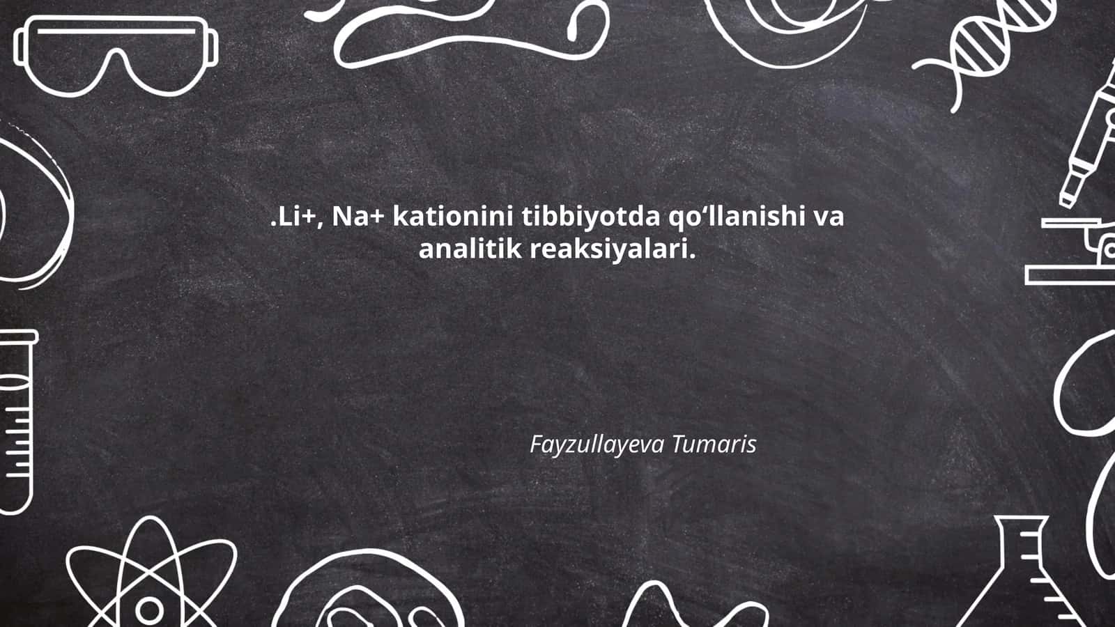 Li+, Na+ kationini tibbiyotda qo‘llanishi va analitik reaksiyalari 1