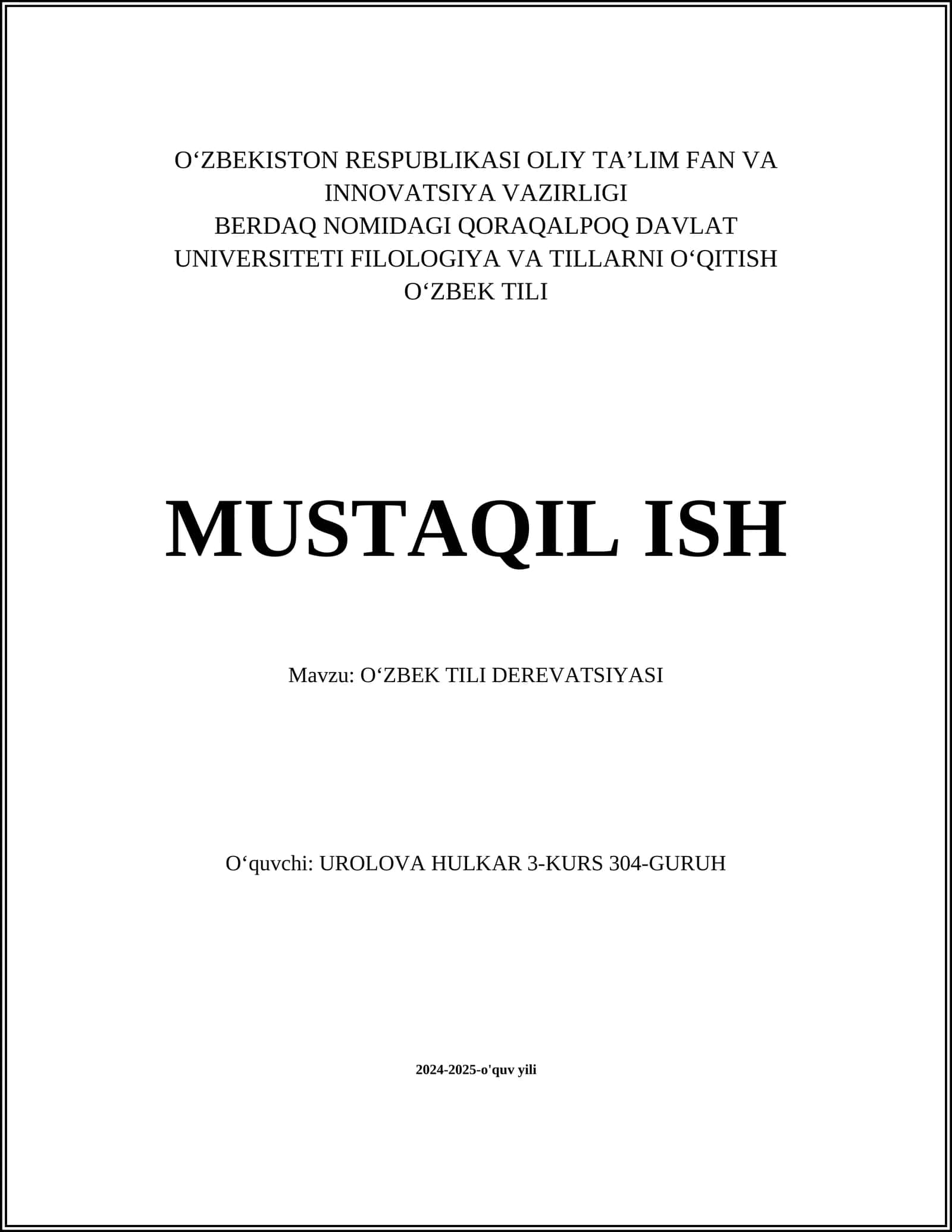 OʻZBEK TILI DEREVATSIYASI 1