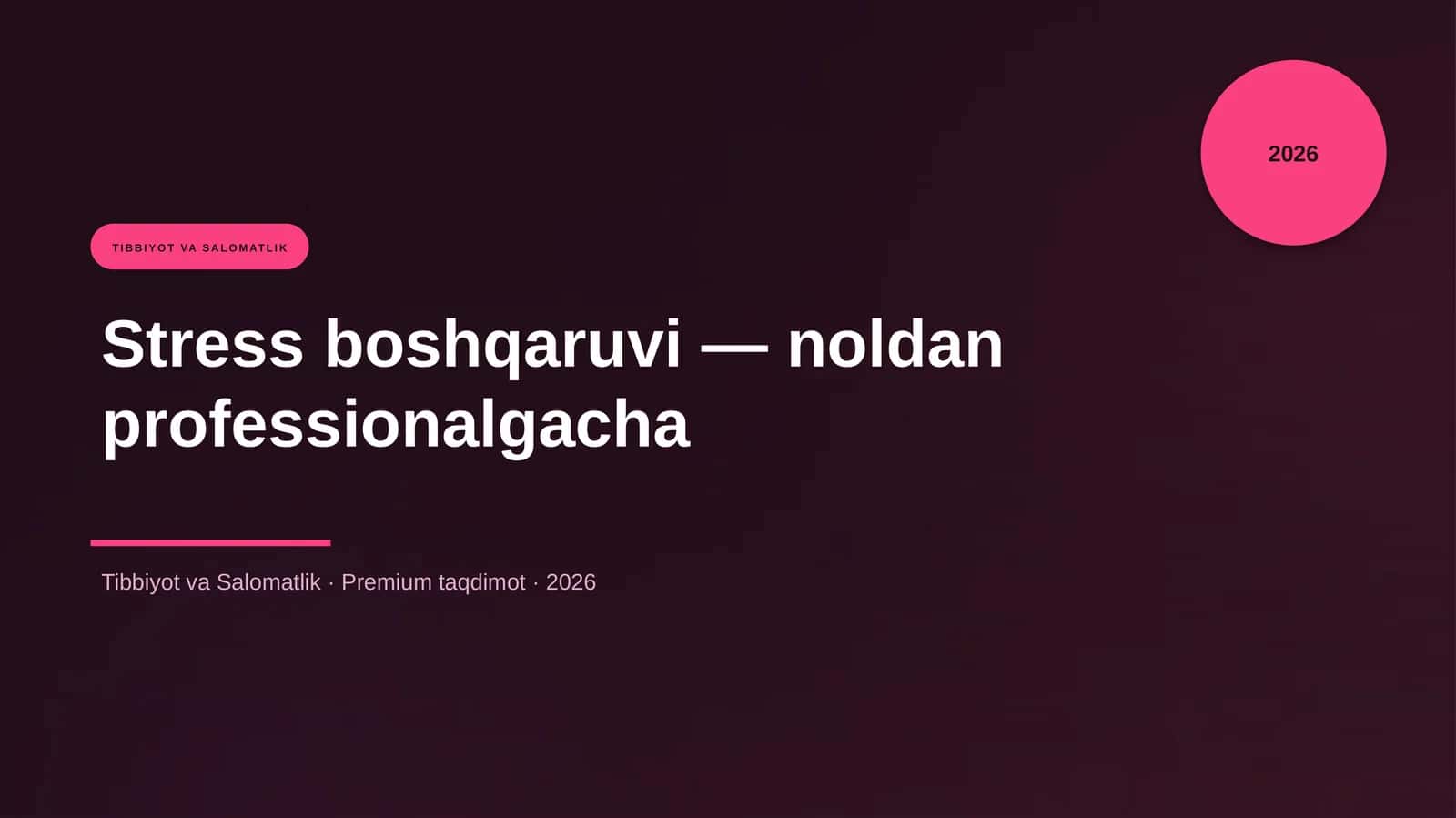 Stress boshqaruvi — noldan professionalgacha 1