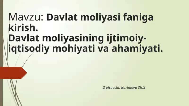Davlat moliyasi faniga kirish 1