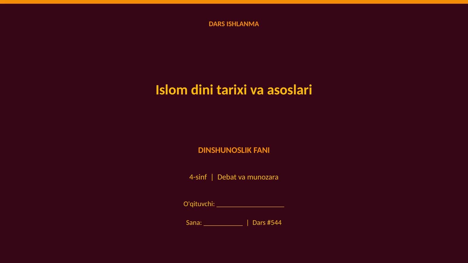 Islom dini tarixi va asoslari 1