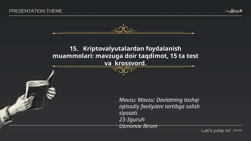 Davlatning tashqi iqtisodiy faoliyatni tartibga solish siyosati 1
