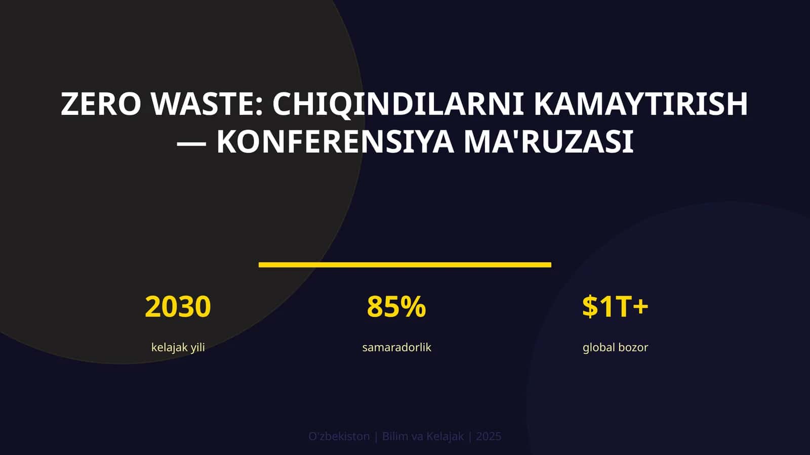 Zero waste: chiqindilarni kamaytirish — konferensiya ma'ruzasi 1
