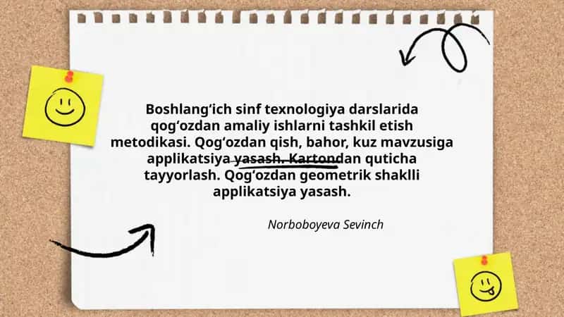 Boshlangʻich sinf texnologiya darslarida qogʻozdan amaliy ishlarni tashkil etish metodikasi 1
