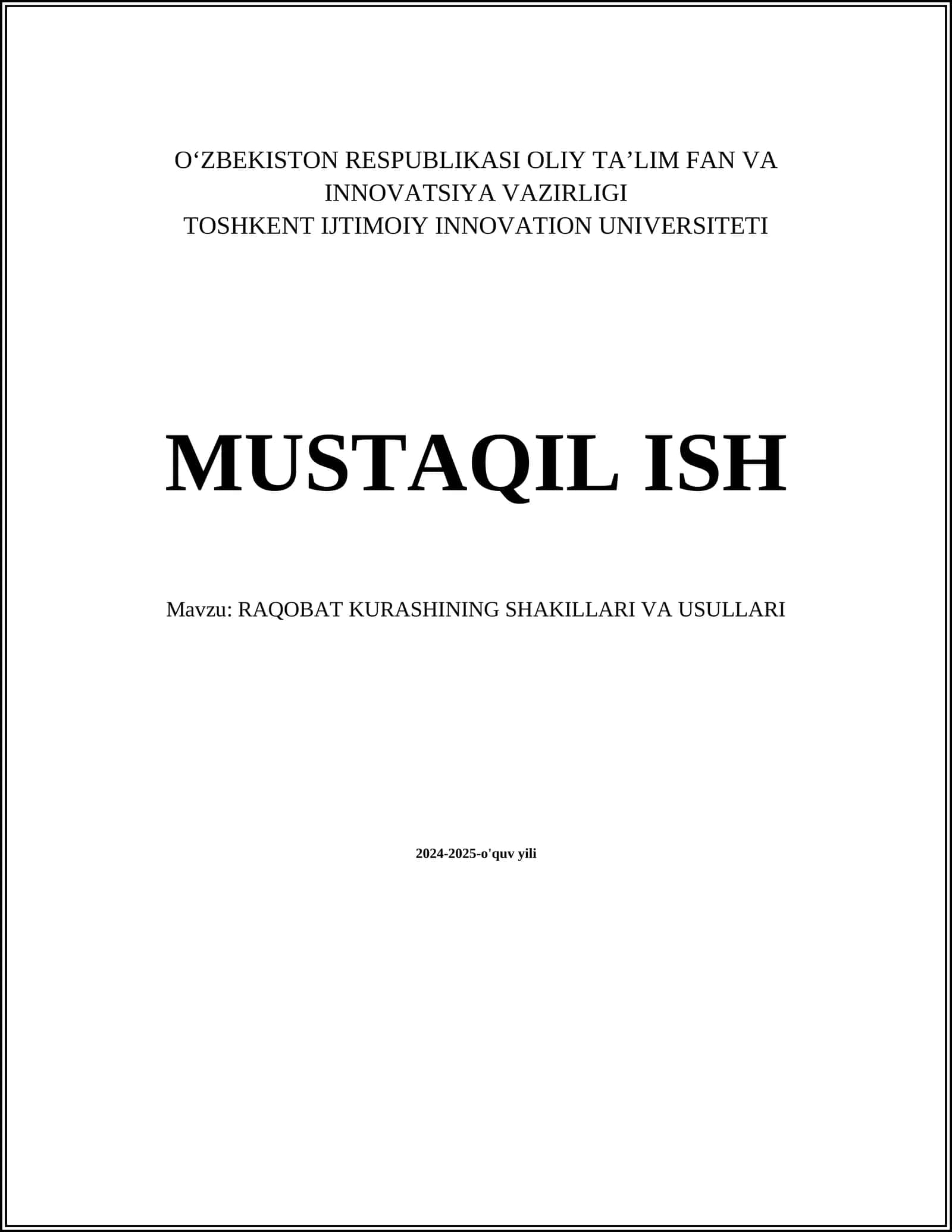 RAQOBAT KURASHINING SHAKILLARI VA USULLARI 1