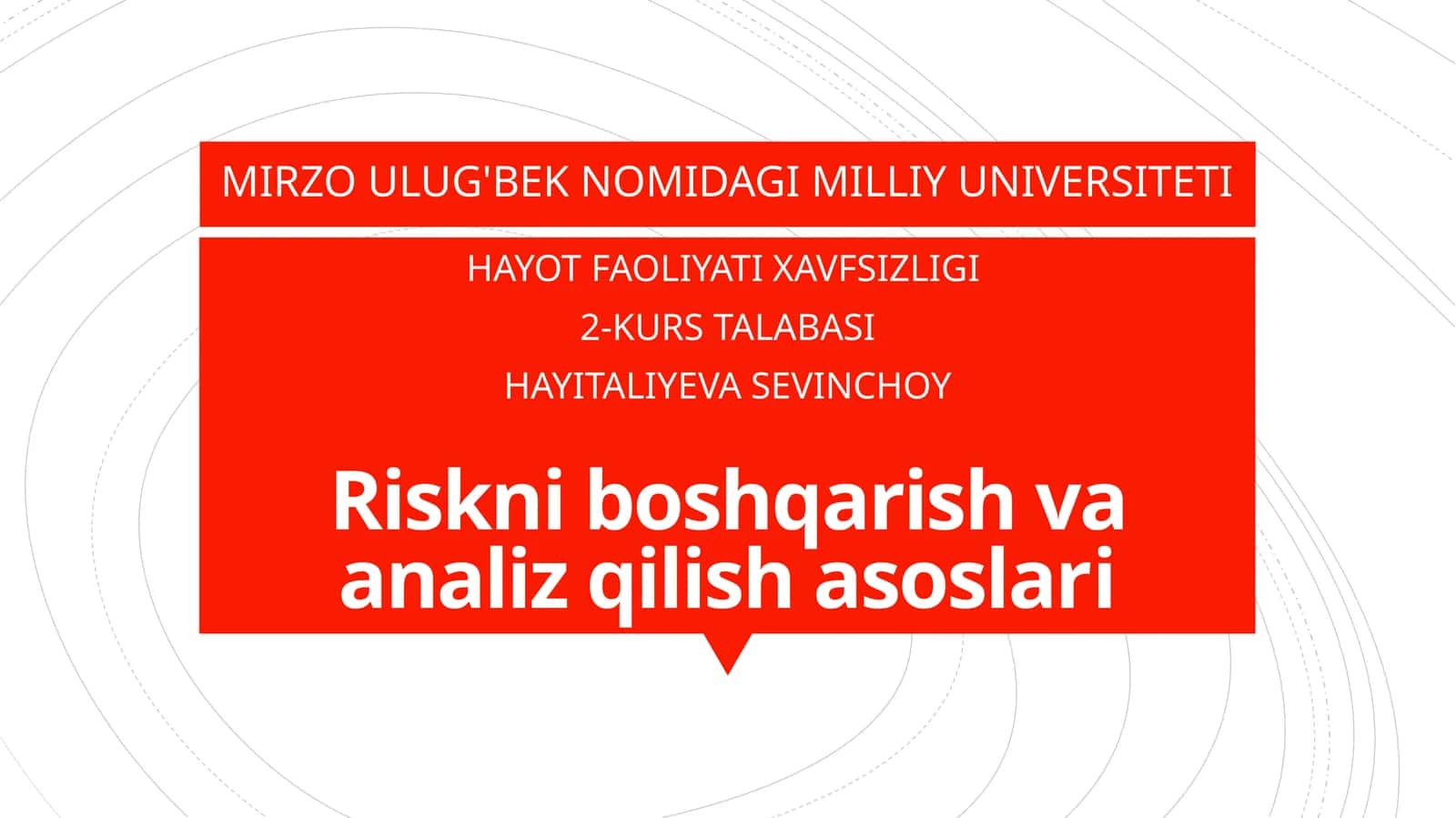 Riskni boshqarish va analiz qilish asoslari 1