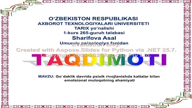 Go`daklik davrida psixik rivojlanishda kattalar bilan emotsional muloqotning ahamiyati 1