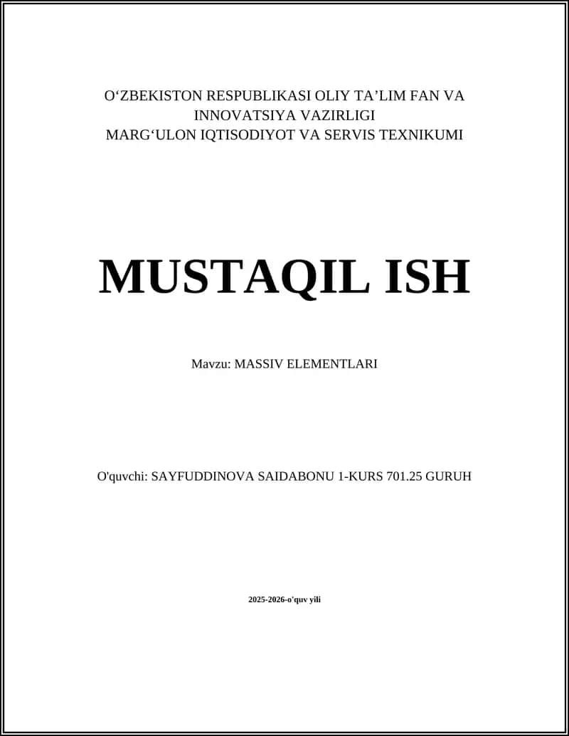 MASSIV ELEMENTLARI 1