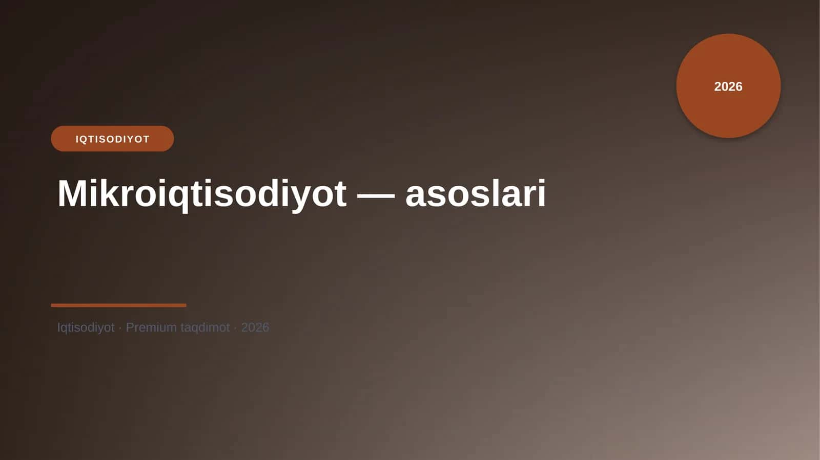 Ushbu taqdimot «Mikroiqtisodiyot — asoslari» mavzusini tizimli, amaliy va tushunarli shaklda yoritadi 1