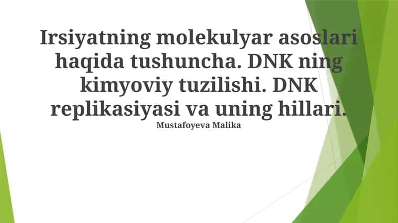 DNK Replikatsiyasi Mexanizmlari 1