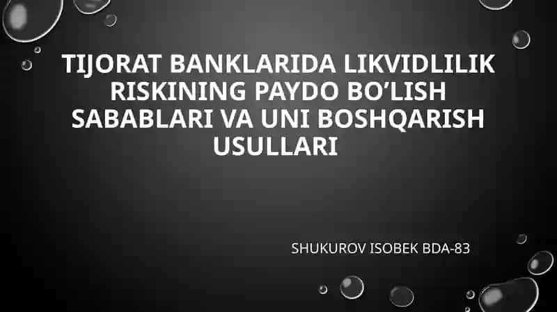 Likvidlik va miyozli moliyaviy barqarorlik 1