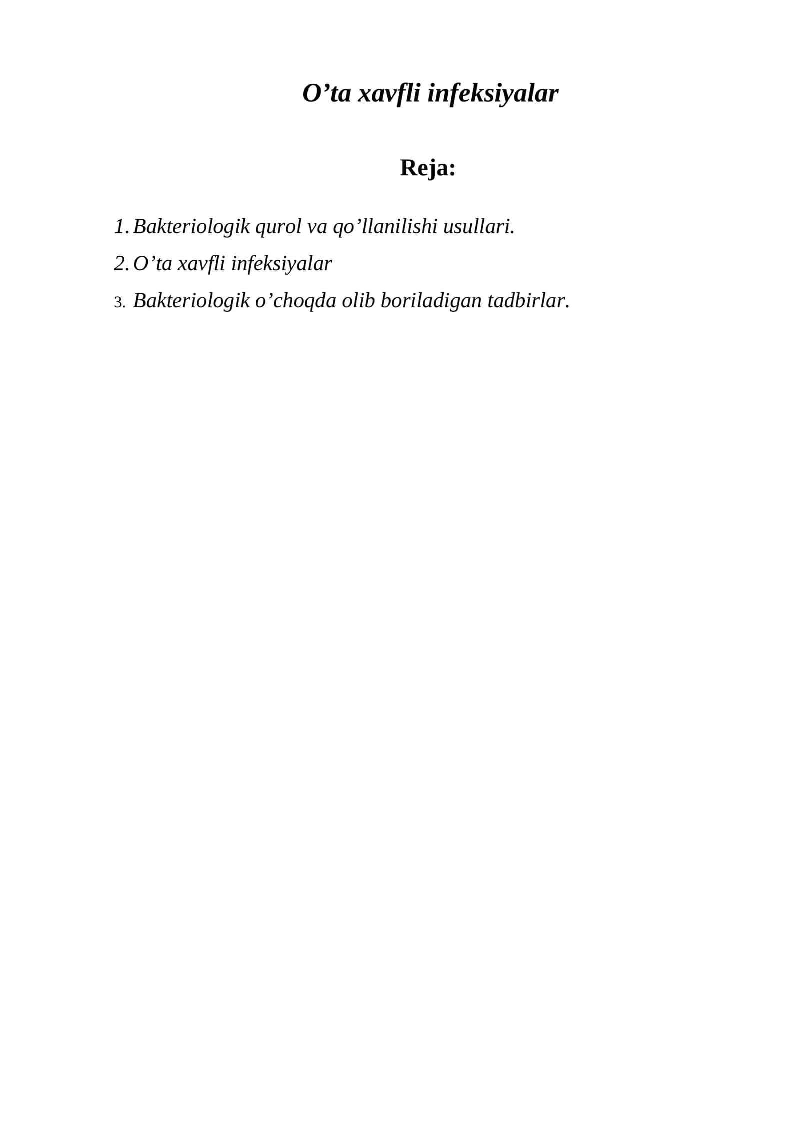 O’ta xavfli infeksiyalar 1