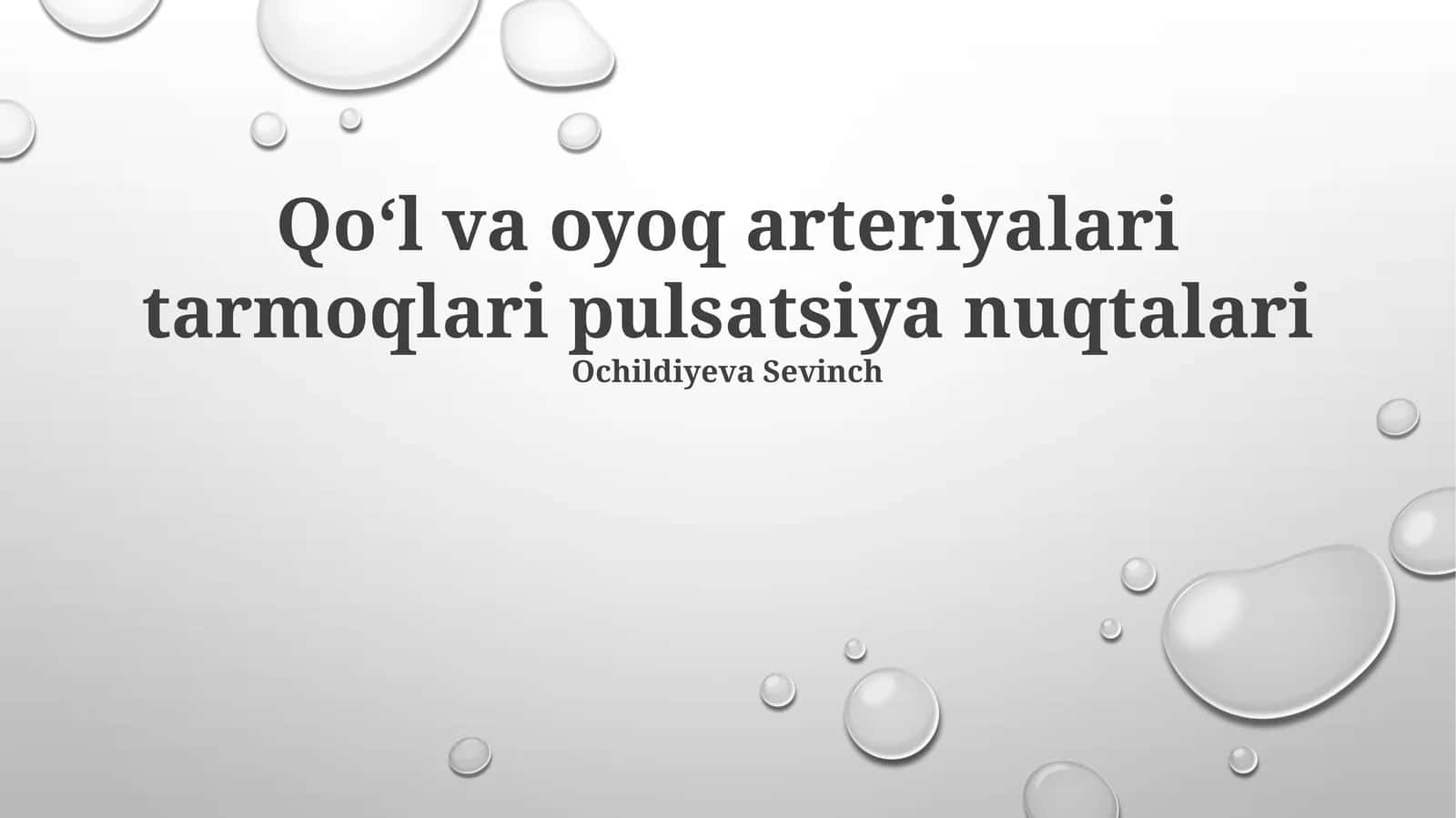 Qoʻl va oyoq arteriyalari tarmoqlari pulsatsiya nuqtalari 1