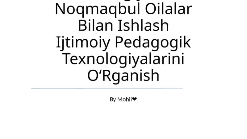 Ijtimoiy Pedagogik Texnologiyalar 1