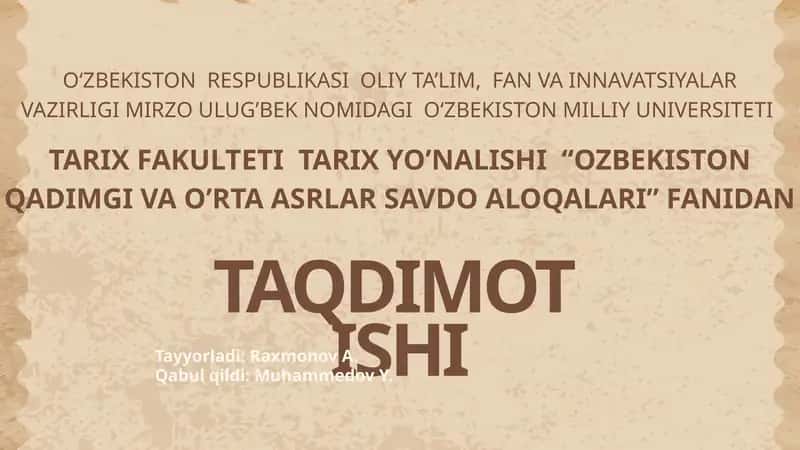 Somoniylar davrida savdo-sotiq munosabatlari 1