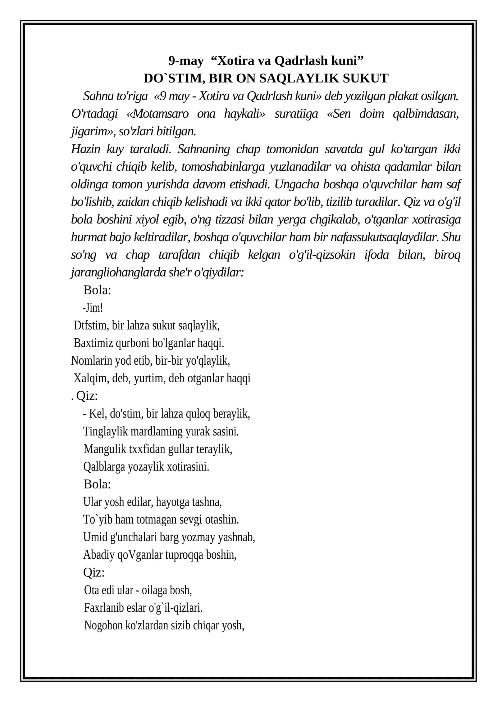 9-may “Xotira va Qadrlash kuni” 1