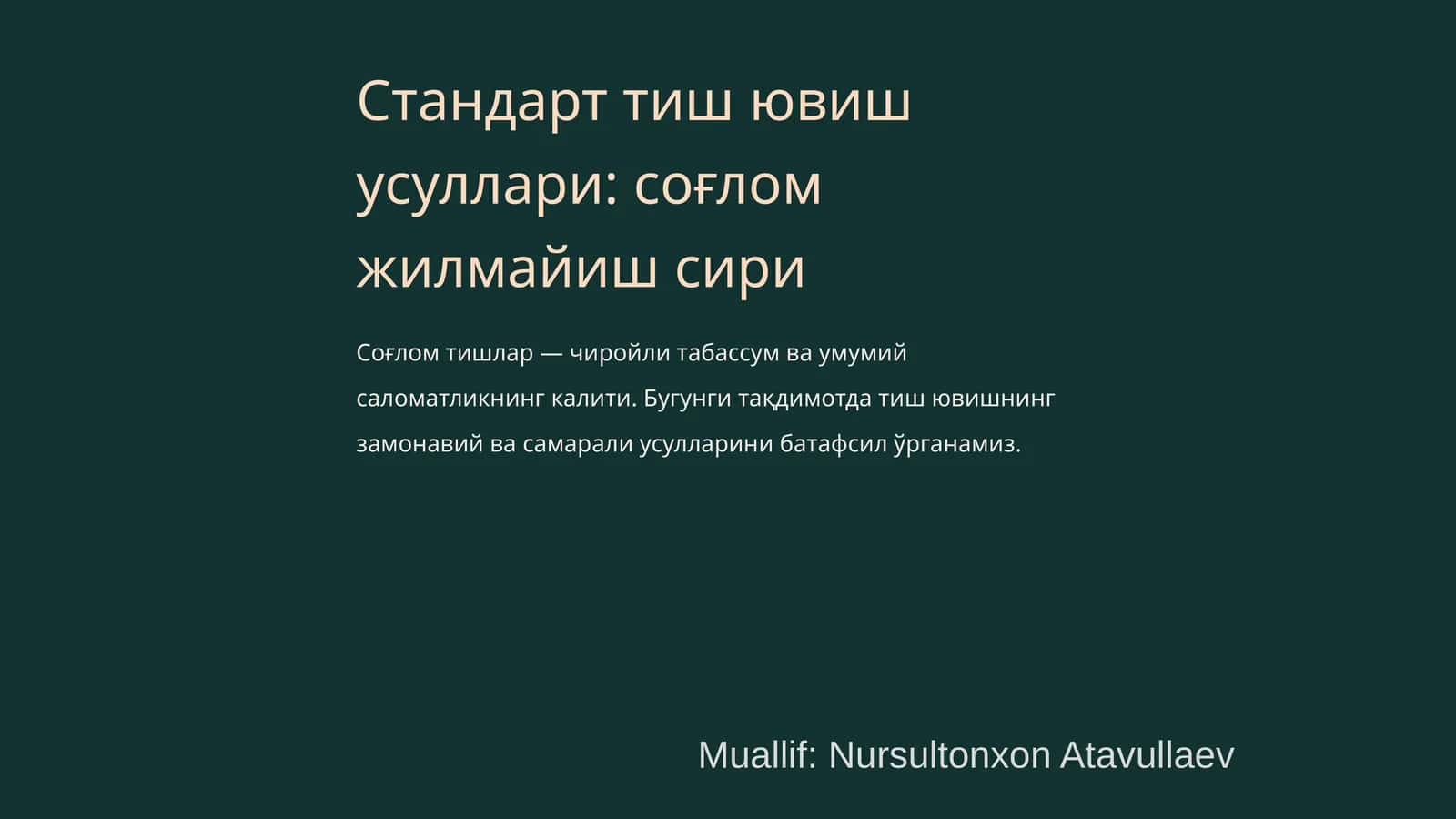 Standart Tish yuvish usullari 1