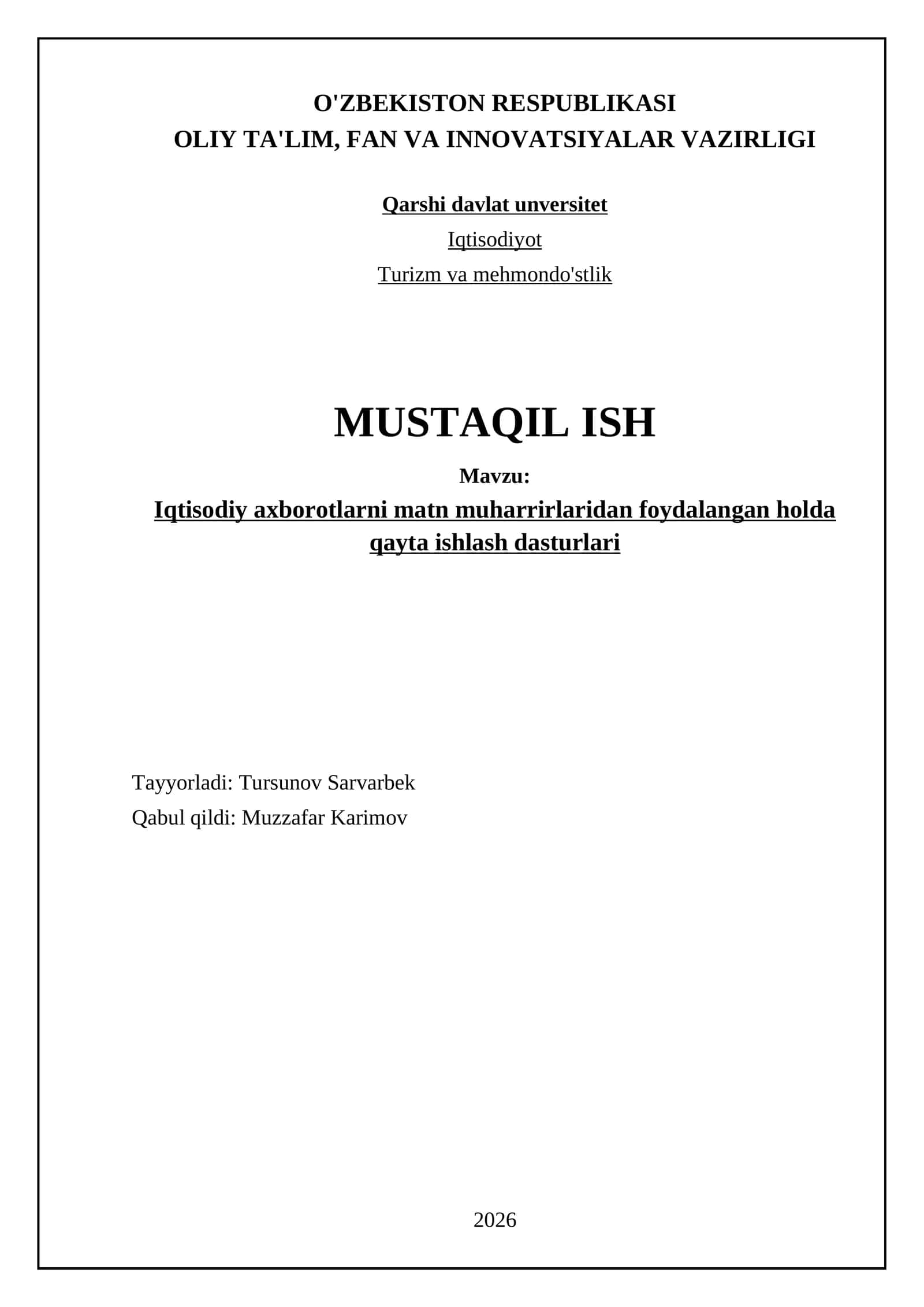 Iqtisodiy matn ma'lumotlarini tahlil qilish usullari 1
