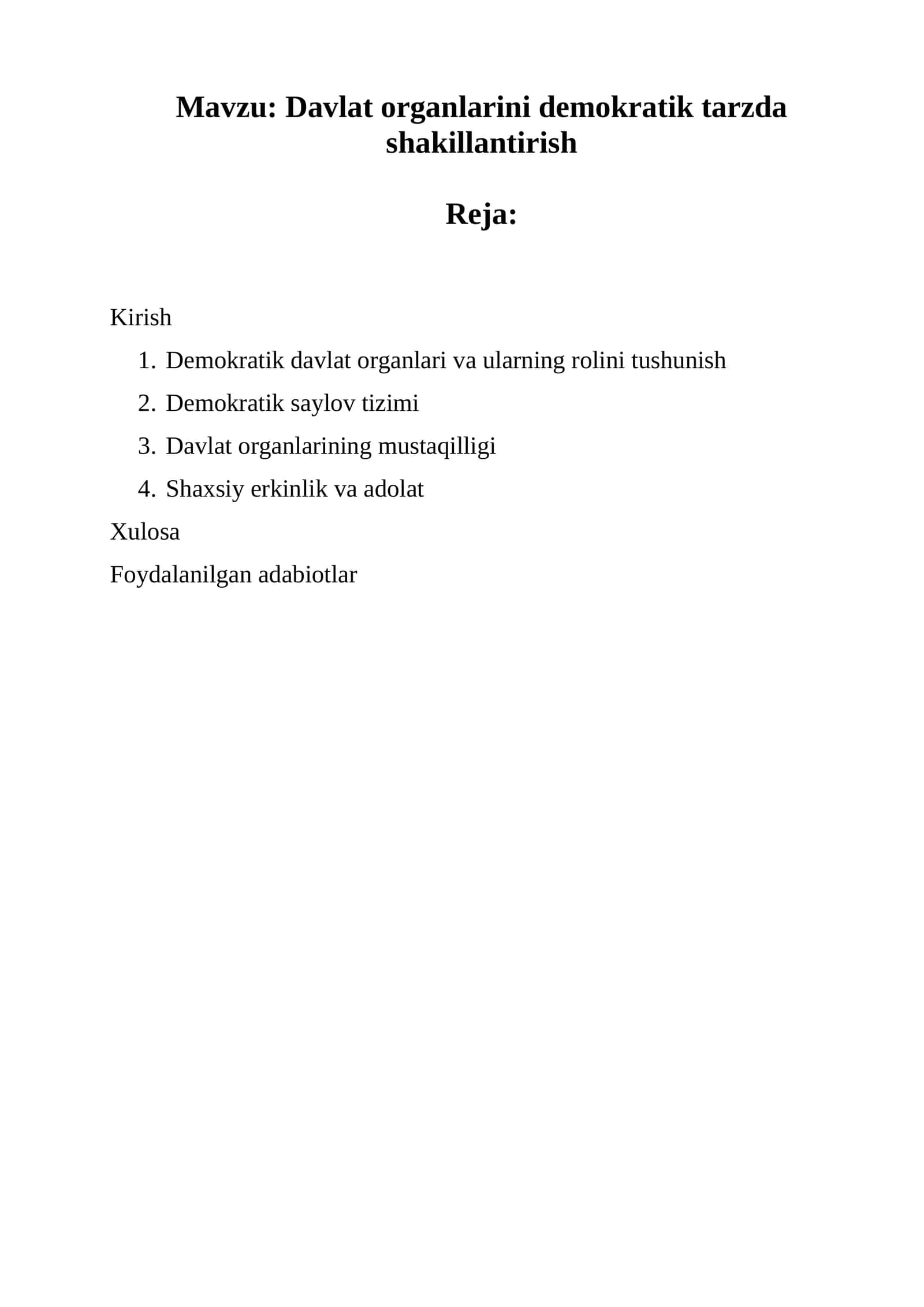 Davlat organlarini demokratik tarzda shakillantirish 1