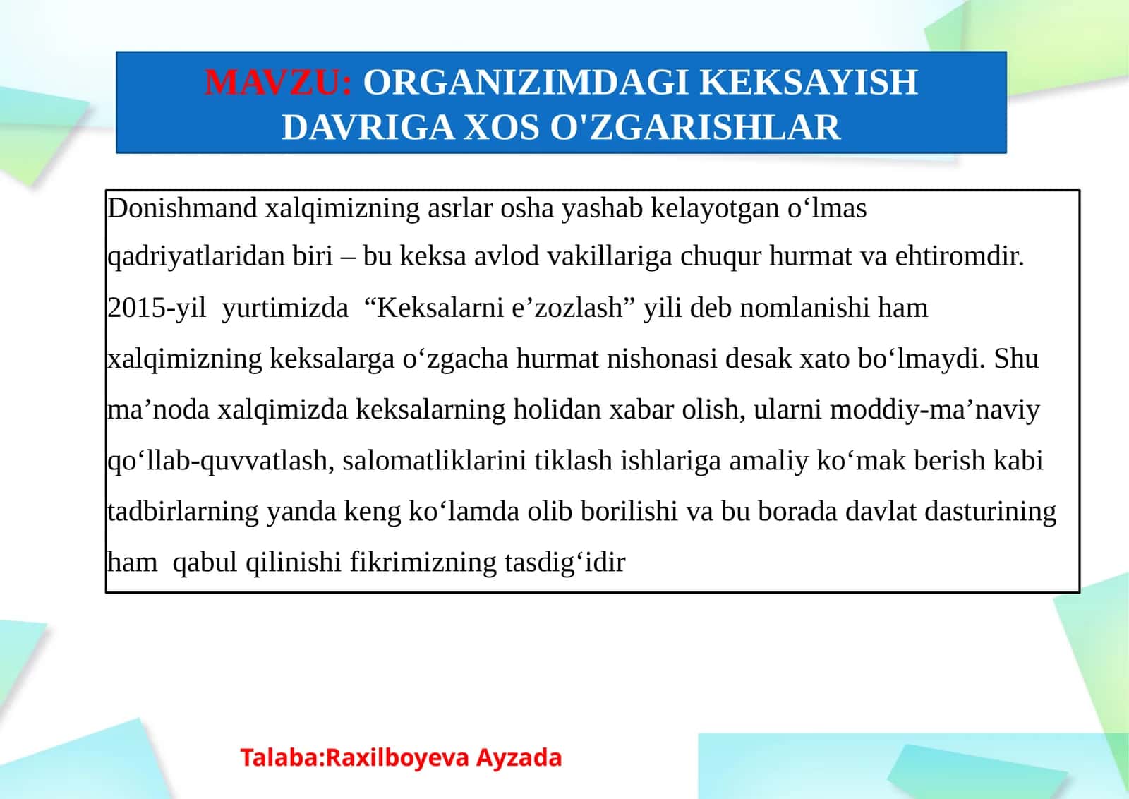Keksalarni e'zozlash 1