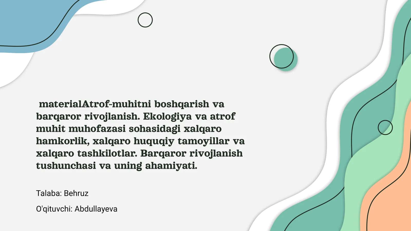 Atrof-muhitni boshqarish va barqaror rivojlanish 1