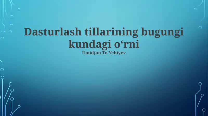 Kiberxavfsizlik va Dasturlash 1