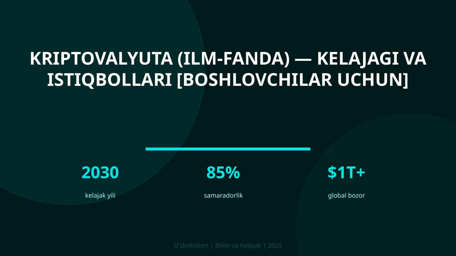 KRIPTOVALYUTA (ILM-FANDA) — KELAJAGI VA ISTIQBOLLARI [BOSHLOVCHILAR UCHUN] 1