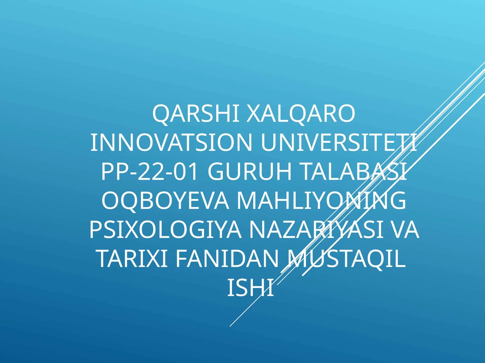 YANGI DAVR PSIXOLOGIYASIGA UMUMIY TAVSIFNOMA 1