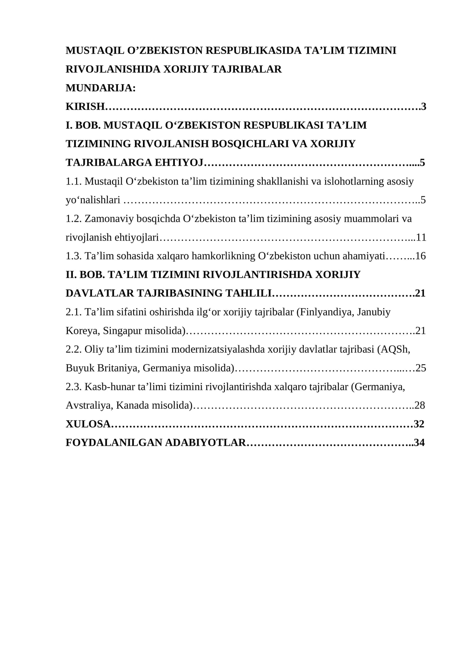 MUSTAQIL O’ZBEKISTON RESPUBLIKASIDA TA’LIM TIZIMINI RIVOJLANISHIDA XORIJIY TAJRIBALAR 1