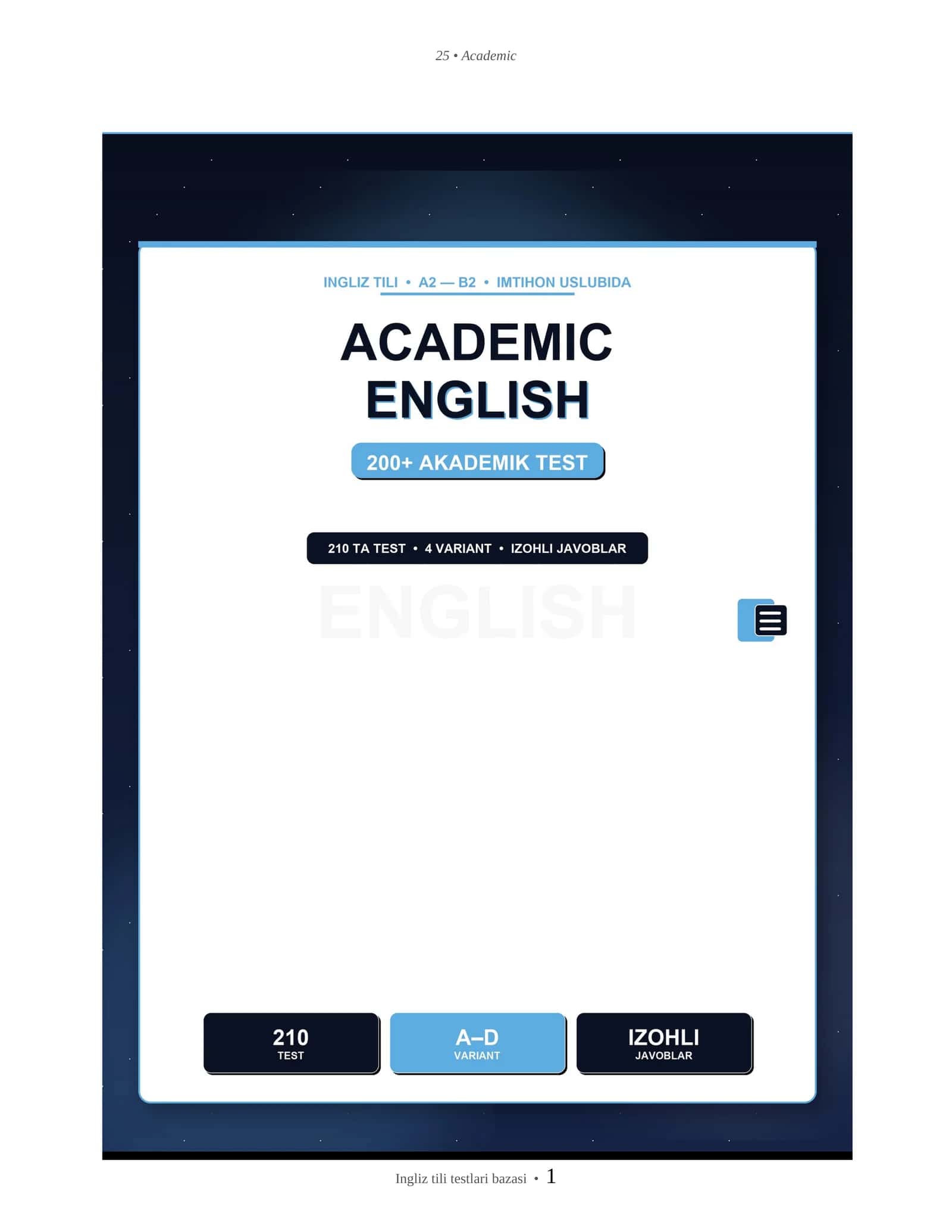 INGLIZ TILI ACADEMIC ENGLISH 1