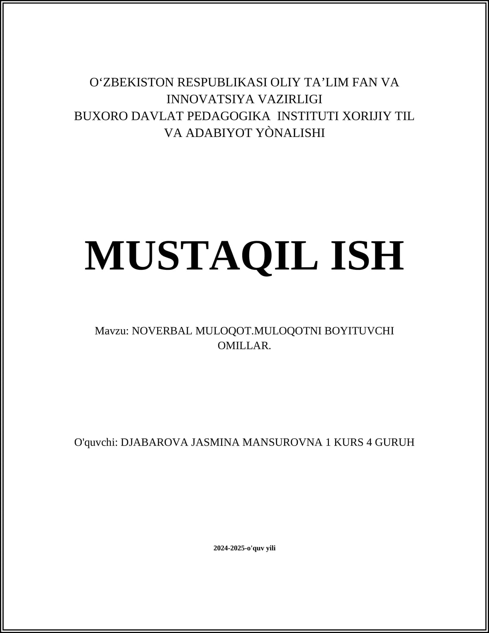 NOVERBAL MULOQOT.MULOQOTNI BOYITUVCHI OMILLAR 1