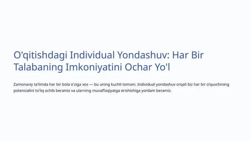 O'qitishdagi Individual Yondashuv 1