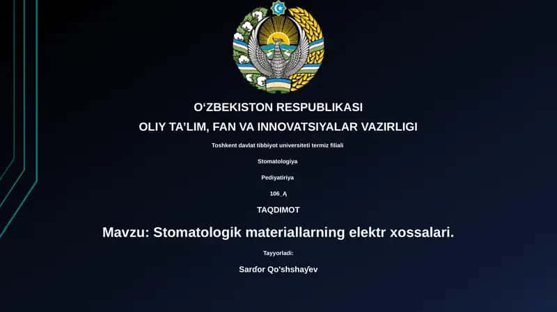 Stomatologik materiallarning elektr xossalari 1