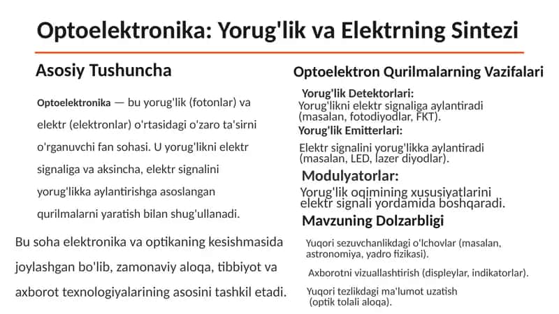 Optoelektronika: Yorug'lik va Elektrning Sintezi 1