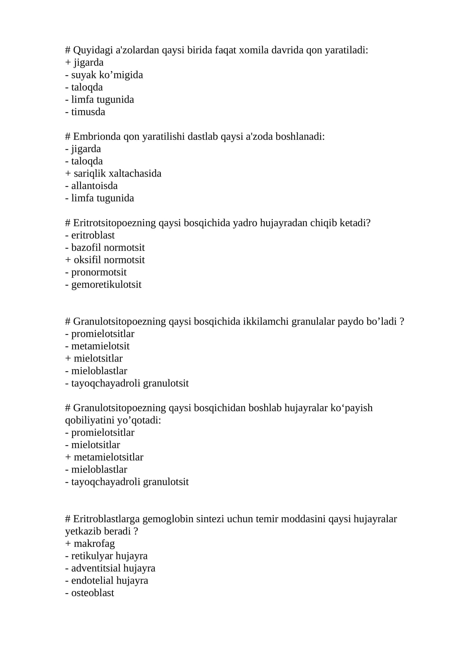 Eritrotsitopoez va granulotsitopoez jarayonlari 1