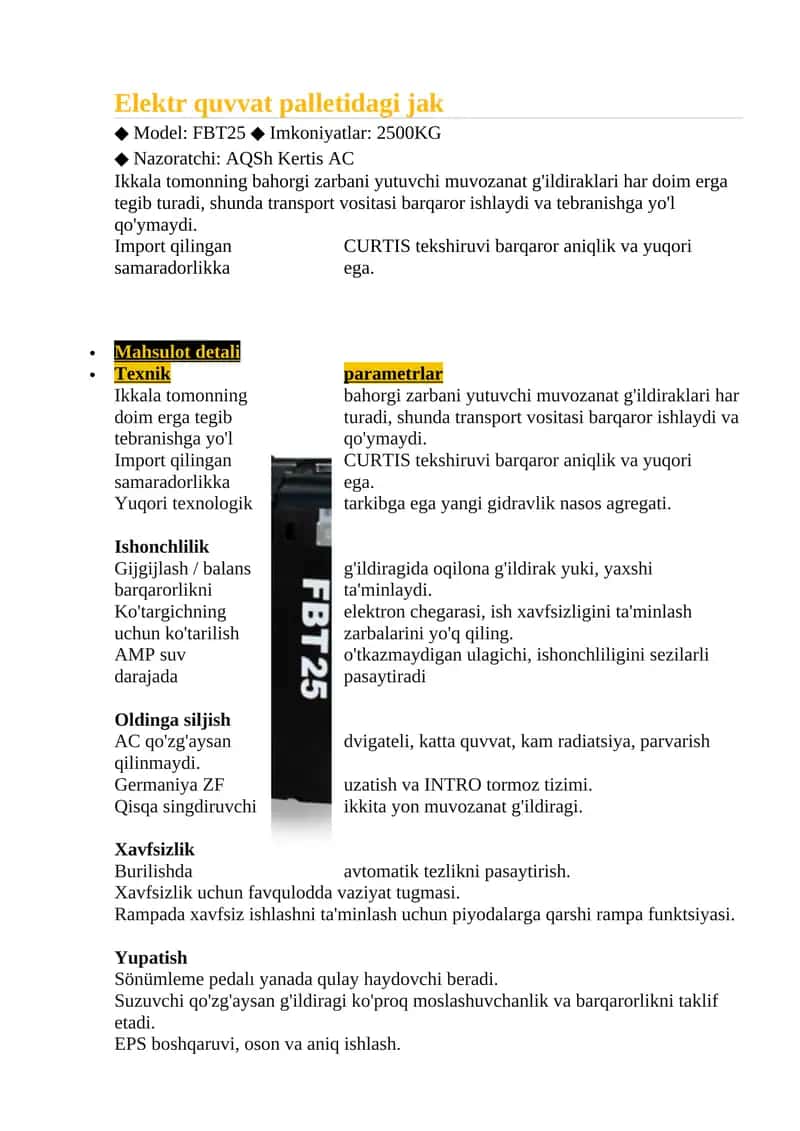 Elektr quvvat palletidagi jak 1