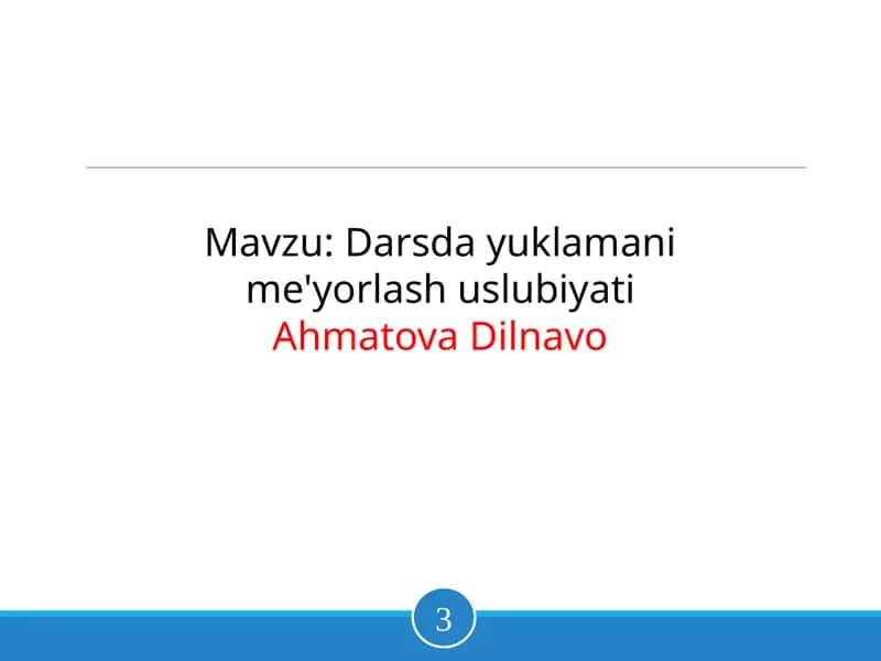 Darsda yuklamani me'yorlash uslubiyati 1