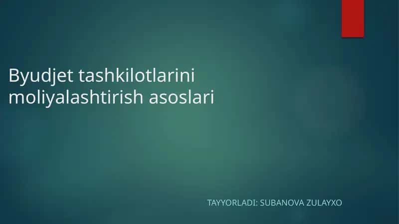 Byudjettashkilotlarini moliyalashtirish asoslari 1