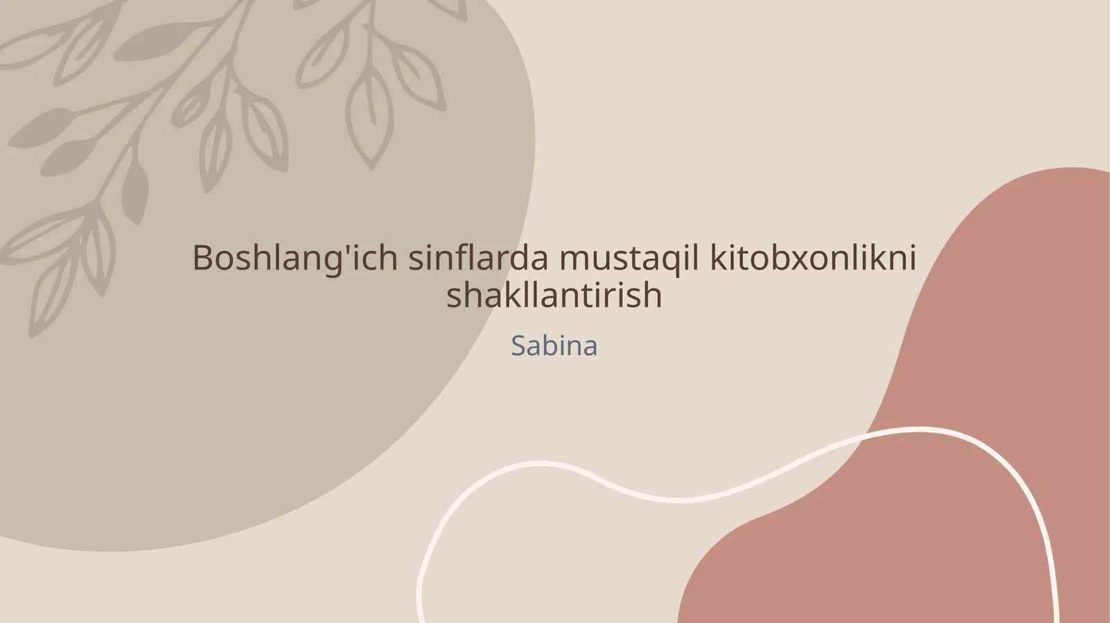 Boshlang'ich sinflarda mustaqil kitobxonlikni shakllantirish 1