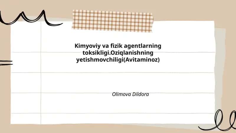 Kimyoviy va fizik agentlarning toksikligi.Oziqlanishning yetishmovchiligi(Avitaminoz) 1